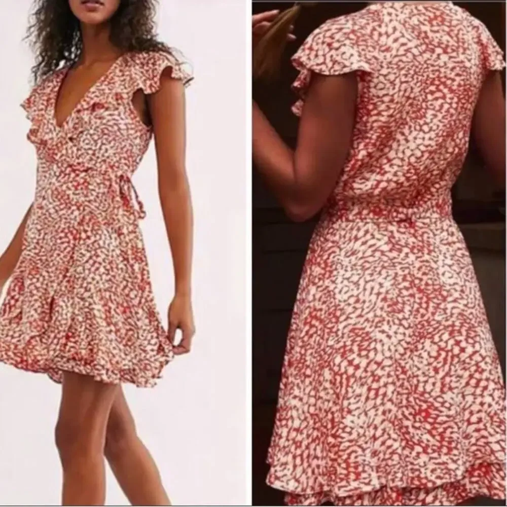 Free People French Quarter Ruffle Wrap Mini Dress